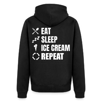 Eat Sleep Ice Cream Repeat - Unisex Premium Organic Zip Hoodie - black - Back - Nico (187cm)