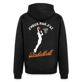 Ich kann nicht, dass ich ein humorvolles Basketballgeschenk habe - Unisex Premium Bio Zip Hoodie - Schwarz - Hinten - Nico (187cm)