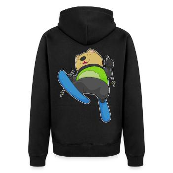Katze Skispringer Ski Wintersport - Unisex Premium Bio Zip Hoodie - Schwarz - Hinten - Nico (187cm)