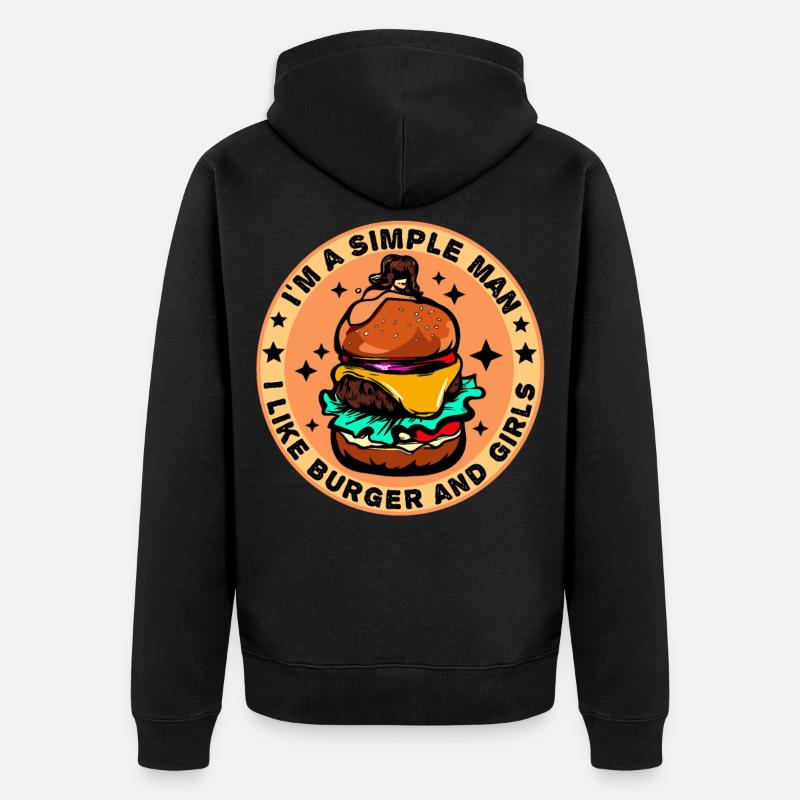 Burger Cheeseburger liebe - einfacher Mann - Unisex Premium Bio Zip Hoodie - Schwarz