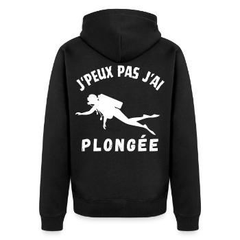 j'peux pas j'ai plongée cadeau humoristique - Veste à capuche bio Premium Unisexe - noir - Dos - Nico (187cm)