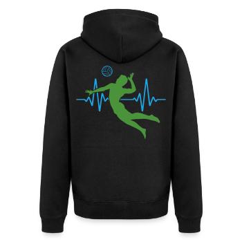 ECG de volleyball battement de cœur | Couleurs changeantes - Veste à capuche bio Premium Unisexe - noir - Dos - Nico (187cm)