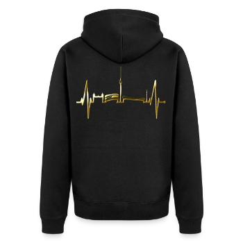Stuttgart Skyline Herzschlag Herz Stuttgarter Fan - Unisex Premium Bio Zip Hoodie - Schwarz - Hinten - Nico (187cm)