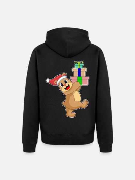 Bear Christmas Packages - Unisex Premium Organic Zip Hoodie - black