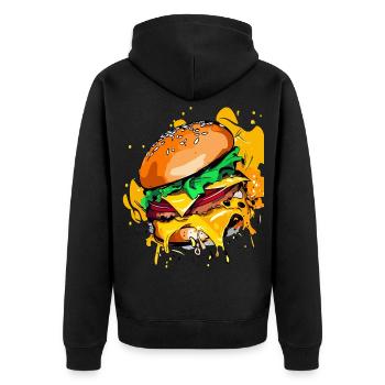 Extra Käse Burger Cheeseburge - Unisex Premium Bio Zip Hoodie - Schwarz - Hinten - Nico (187cm)