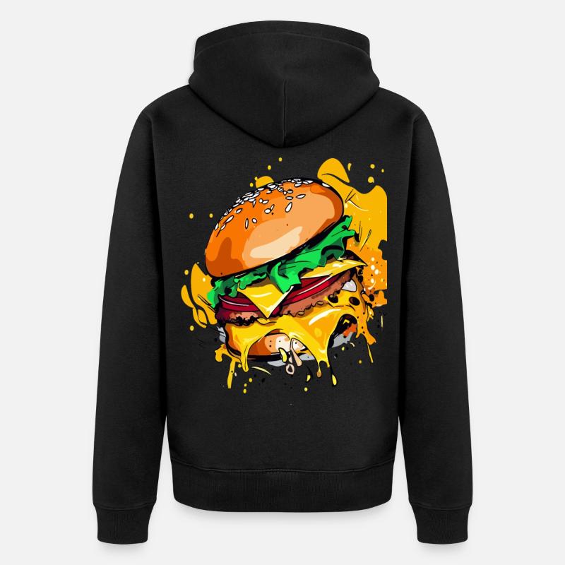 Burger au fromage supplémentaire Cheeseburge - Veste à capuche bio Premium Unisexe - noir
