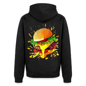 Extra Käse Burger Cheeseburger - Unisex Premium Bio Zip Hoodie - Schwarz - Hinten - Nico (187cm)