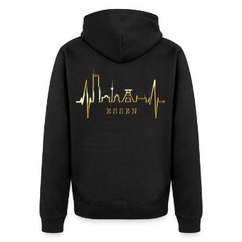Essen Skyline Herzschlag Ruhrpott Fan Herz Essener - Unisex Premium Organic Zip Hoodie - black - Back - Nico (187cm)