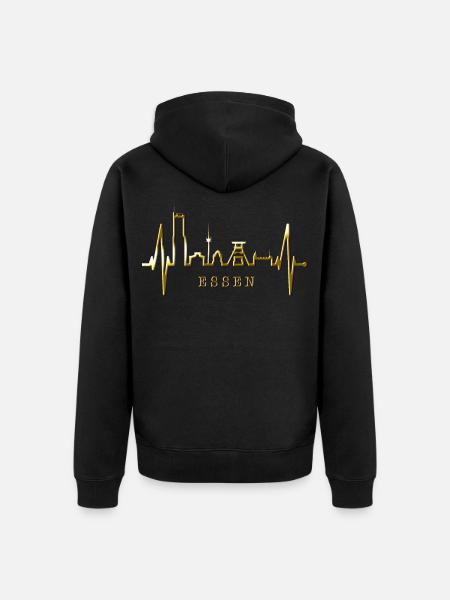 Essen Skyline Herzschlag Ruhrpott Fan Herz Essener - Unisex Premium Organic Zip Hoodie - black