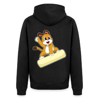 Hund Snowboarder Snowboard - Unisex Premium Bio Zip Hoodie - Schwarz - Hinten - Nico (187cm)