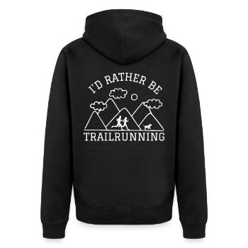 Id rather be TrailRunning Mountains Runner with Dog - Unisex Premium Organic Zip Hoodie - black - Back - Nico (187cm)