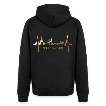 Wiesbaden Skyline Herzschlag Fan Herz Hessen Liebe - Veste à capuche bio Premium Unisexe - noir - Dos - Nico (187cm)