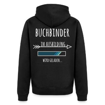 Buchbinder Ausbildung Handwerk Geschenk - Unisex Premium Bio Zip Hoodie - Schwarz - Hinten - Nico (187cm)