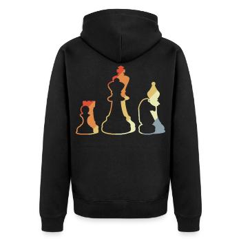 Retro chess game - Unisex Premium Organic Zip Hoodie - black - Back - Nico (187cm)