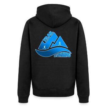 Trail Running Mountains Man Woman - Unisex Premium Organic Zip Hoodie - black - Back - Nico (187cm)