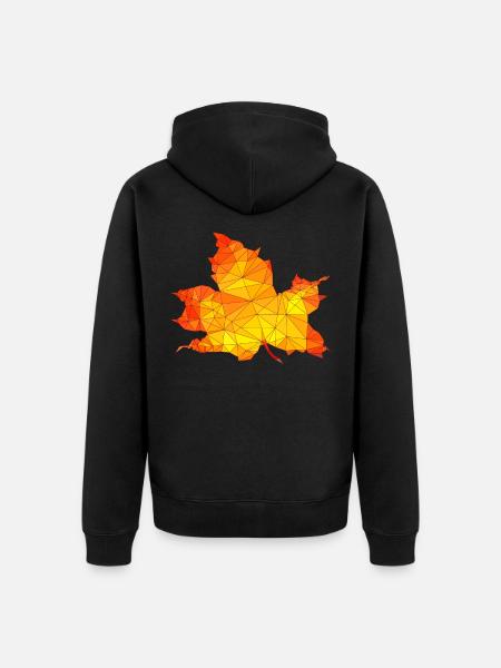 Polygonales Herbst Ahorn Baum Blatt Poly Kunst - Unisex Premium Bio Zip Hoodie - Schwarz