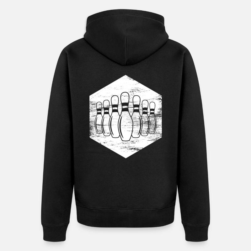 Dessin d’épingles de bowling - Veste à capuche bio Premium Unisexe - noir