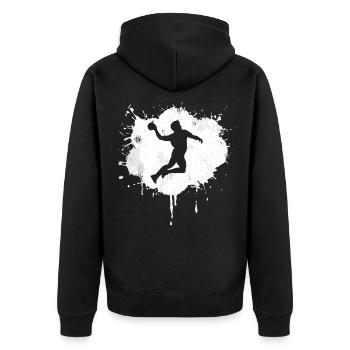 Funny handball player - Unisex Premium Organic Zip Hoodie - black - Back - Nico (187cm)