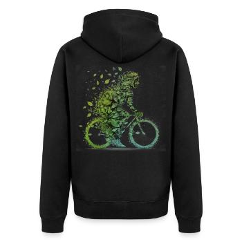 Fahrrad fahren Umweltschutz CO2 Abdruck Fitness - Unisex Premium Bio Zip Hoodie - Schwarz - Hinten - Nico (187cm)