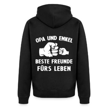 Opa und enkel beste freunde fürs leben comic baby - Unisex Premium Bio Zip Hoodie - Schwarz - Hinten - Nico (187cm)