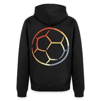 Vintage Handball Ball - Unisex Premium Bio Zip Hoodie - Schwarz - Hinten - Nico (187cm)