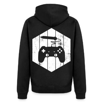2D Artist - Unisex Premium Bio Zip Hoodie - Schwarz - Hinten - Nico (187cm)