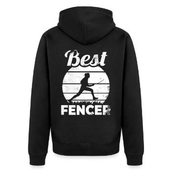 Fechter - Unisex Premium Bio Zip Hoodie - Schwarz - Hinten - Nico (187cm)