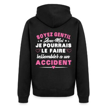 Infirmiere Soyez Gentil Avec Moi Humour Infirmière - Veste à capuche bio Premium Unisexe - noir - Dos - Nico (187cm)
