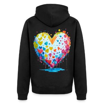 ich schenke dir meine Herz - Unisex Premium Bio Zip Hoodie - Schwarz - Hinten - Nico (187cm)