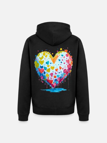 Je te donne mon cœur - Veste à capuche bio Premium Unisexe - noir