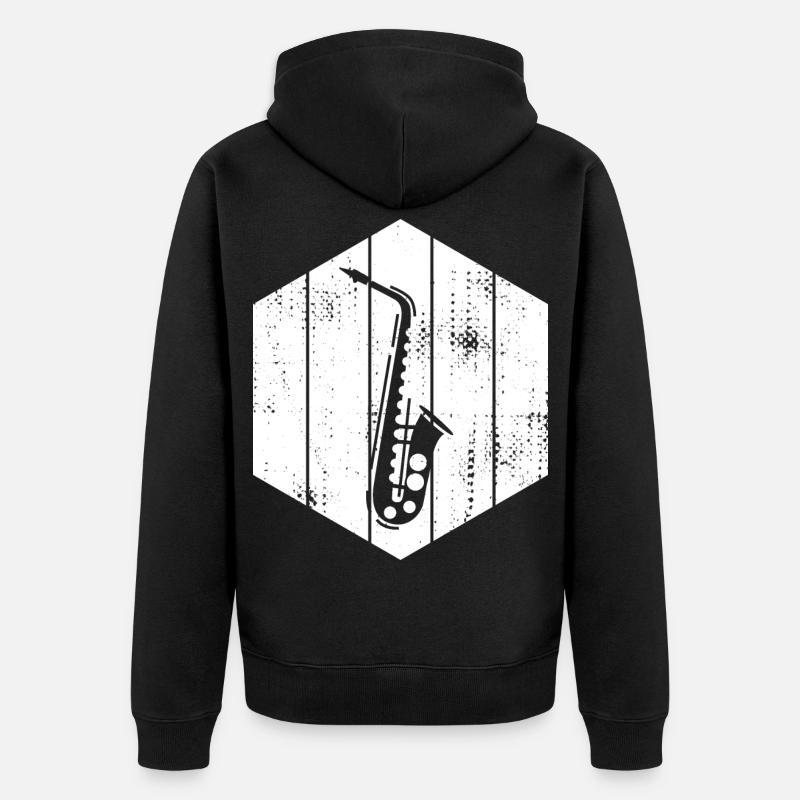 Dessin de saxophone - Veste à capuche bio Premium Unisexe - noir