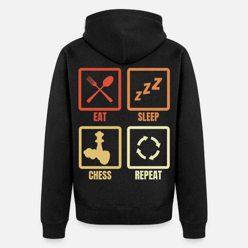 Eat Sleep Chess Repeat - Unisex Premium Bio Zip Hoodie - Schwarz