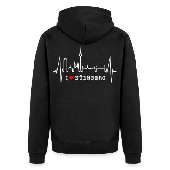 Nuremberg Skyline Heartbeat Fan Heart Love Nuremberg - Unisex Premium Organic Zip Hoodie - black - Back - Nico (187cm)