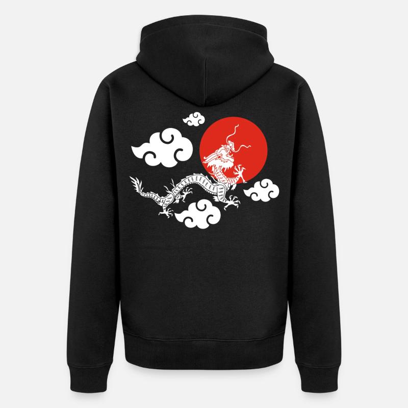 L'envol du dragon blanc - Veste à capuche bio Premium Unisexe - noir