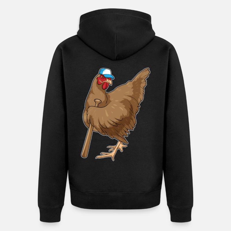 Poulet Baseball Bats - Veste à capuche bio Premium Unisexe - noir