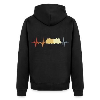 Vintage locomotive heart palpitations - Unisex Premium Organic Zip Hoodie - black - Back - Nico (187cm)