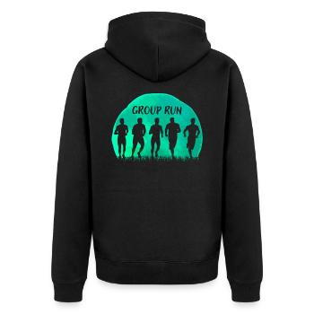 Group Run Group run in a team with grass and moon - Unisex Premium Organic Zip Hoodie - black - Back - Nico (187cm)