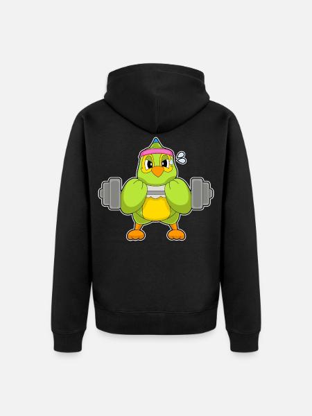 Parrot Bodybuilder Barbell Bodybuilding - Unisex Premium Organic Zip Hoodie - black