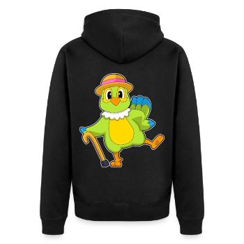 Parrot Pensioner Walking Stick - Unisex Premium Organic Zip Hoodie - black - Back - Nico (187cm)