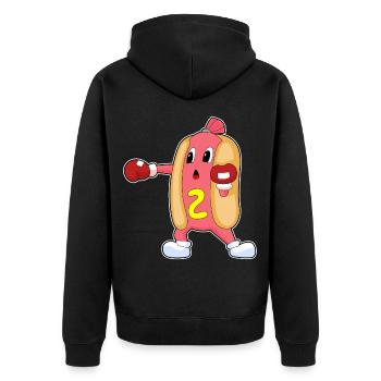 Hot Dog Boxer Boxing Gloves Boxing - Unisex Premium Organic Zip Hoodie - black - Back - Nico (187cm)