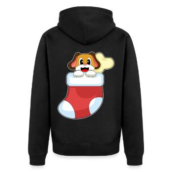 Dog Christmas Christmas Sock - Unisex Premium Organic Zip Hoodie - black - Back - Nico (187cm)