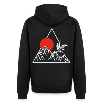 The Roof of the World (White) - Unisex Premium Organic Zip Hoodie - black - Back - Nico (187cm)
