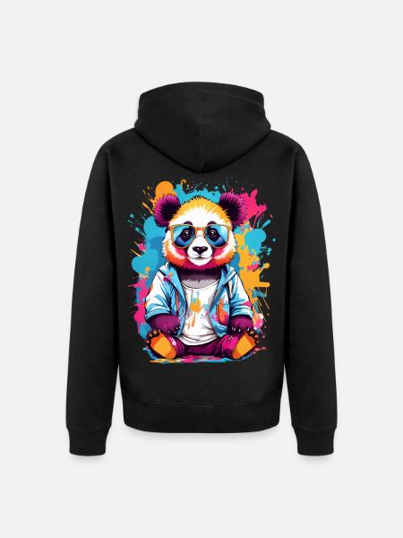 Panda Bear - Unisex Premium Organic Zip Hoodie - black