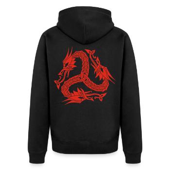 Celtic Red Hydra - Unisex Premium Organic Zip Hoodie - black - Back - Nico (187cm)