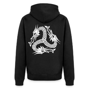 Celtic White Hydra - Unisex Premium Organic Zip Hoodie - black - Back - Nico (187cm)