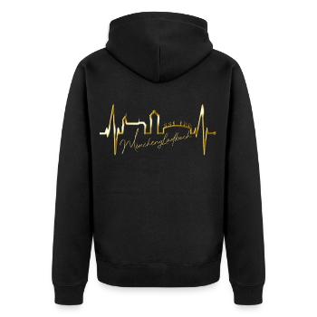 Mönchengladbach Skyline Heartbeat Fan I Love MG - Unisex Premium Organic Zip Hoodie - black - Back - Nico (187cm)