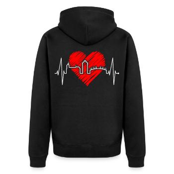 Mönchengladbach Skyline Heartbeat Fan I Love MG - Unisex Premium Organic Zip Hoodie - black - Back - Nico (187cm)