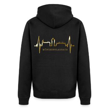 Mönchengladbach Skyline Heartbeat Fan I Love MG - Unisex Premium Organic Zip Hoodie - black - Back - Nico (187cm)