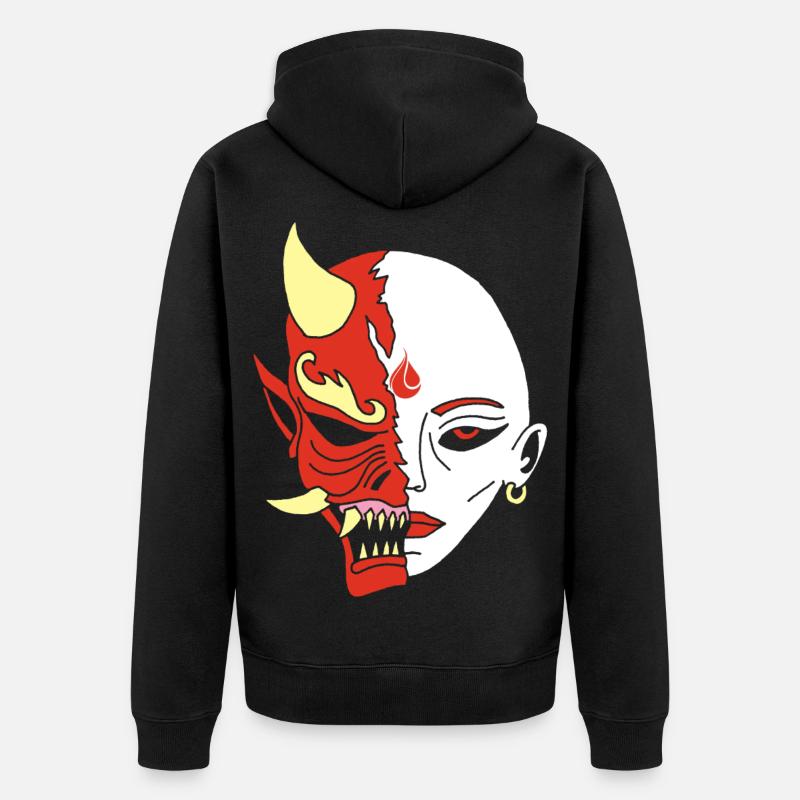 Mensch oder Dämon? - Unisex Premium Bio Zip Hoodie - Schwarz