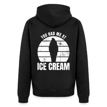 Lustiges Zitat eines Eiscreme Liebhabers - Unisex Premium Bio Zip Hoodie - Schwarz - Hinten - Nico (187cm)